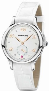 MontBlanc Princess Grace De Monaco Quartz White Diamond Dial White Leather Watch# 106499 (Women Watch)