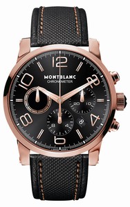 MontBlanc Timewalker Automatic Chronograph Date 18k Rose Gold Case Black Fabric Watch# 106504 (Men Watch)