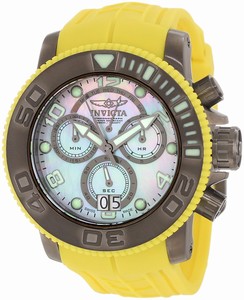 Invicta Sea Hunter Quartz Chronograph Date Yellow Polyurethane Watch # 10693 (Men Watch)
