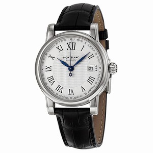 MontBlanc Star Automatic Roman Numerals Dial Date Black Leather Watch# 107114 (Men Watch)