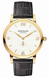 MontBlanc Star Automatic Analog 18k Yellow Gold Case Black Leather Watch# 107116 (Men Watch)