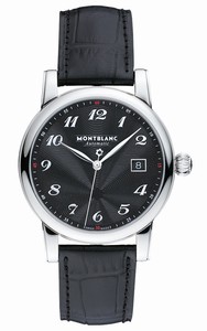 MontBlanc Star Automatic Black Dial Date Black Leather Watch# 107314 (Men Watch)