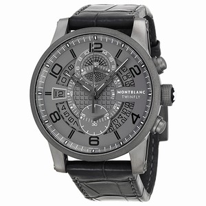 MontBlanc Timewalker Automatic Twinfly Chronograph Titanium Case Black Leather Watch# 107338 (Men Watch)