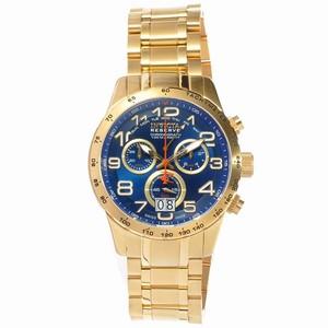 Invicta Blue Dial Fixed Gold-plated With Tachymeter Markings Band Watch #10741 (Men Watch)