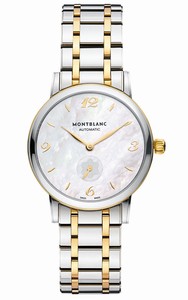 MontBlanc Star Classique Automatic Mother of Pearl Dial Stainless Steel and 18k Yellow Gold Watch# 107913 (Women Watch)
