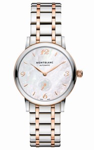 MontBlanc Star Classique Automatic Mother of Pearl Dial 18k Rose Gold and Stainless Steel Watch# 107915 (Women Watch)