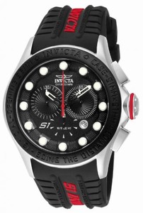 Invicta Quartz Chronograph Date Black Rubber Watch #10837 (Men Watch)