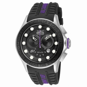 Invicta S1 Rally Quartz Chronograph Date Black Dial Silicone Strap Watch # 10843 (Men Watch)