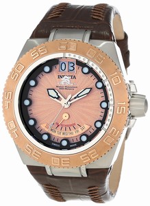 Invicta Subaqua Quartz Day Retrograde Brown Leather Watch #10875 (Men Watch)