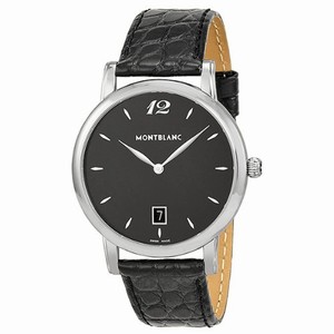 MontBlanc Star Classique Quartz Analog Date Black Leather Watch# 108769 (Men Watch)