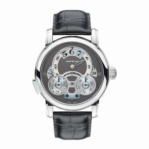 MontBlanc Nicolas Rieussec Automatic Rising Hours Chronograph Black Leather Watch# 108790 (Men Watch)