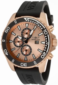Invicta Specialty Analog Day Date Month Rose Gold Tone Dial Polyurethane Watch # 10924 (Men Watch)
