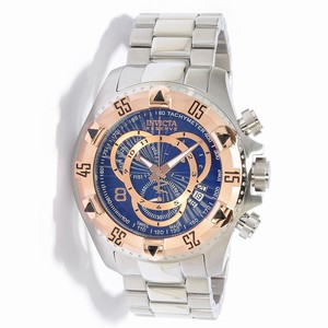 Invicta Blue Dial Uni-directional Rotating Rose Gold-plated Band Watch #10999 (Men Watch)