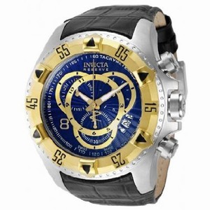 Invicta Blue And Gold Dial Leather Band Watch #11017 (Men Watch)