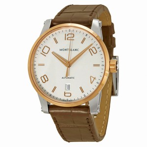 MontBlanc Timewalker Automatic Analog Date 18k Rose Gold Bezel Brown Leather Watch# 110330 (Men Watch)