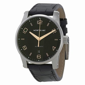 MontBlanc Timewalker Automatic Black Dial Date Black Leather Watch# 110337 (Men Watch)