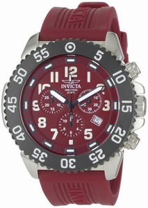 Invicta Pro Diver Quartz Chronograph Date Dark Red Dial Polyurethane Watch # 1105 (Men Watch)