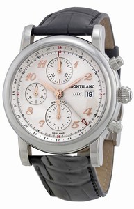 MontBlanc Star Automatic Chronograph UTC Black Leather Watch# 110590 (Men Watch)