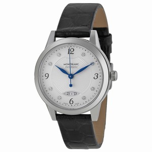 MontBlanc Boheme Automatic Diamond Date Dial Black Leather Watch# 111055 (Women Watch)