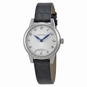 MontBlanc Boheme Quartz Silver Dial Date Black Leather Watch# 111206 (Women Watch)