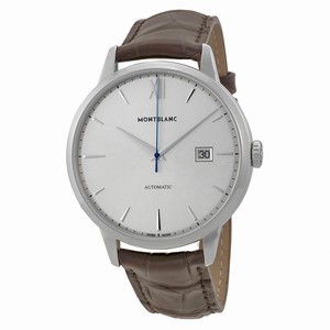 MontBlanc Heritage Spirit Automatic Silver Dial Date Brown Leather Watch# 111580 (Men Watch)