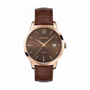 MontBlanc Heritage Spirit Automatic Brown Dial Date 18k Rose Gold Case Brown Leather Watch# 111875 (Men Watch)