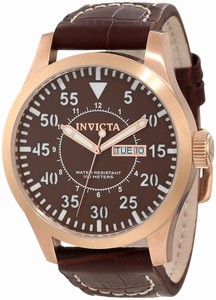 Invicta Specialty Quartz Day Date Brown Leather Watch # 11196 (Men Watch)