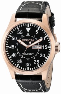 Invicta Quartz Analog Day Date Leather Watch # 11199 (Men Watch)