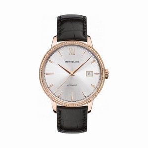 MontBlanc Heritage Spirit Automatic Date Diamond 18k Rose Gold Bezel Black Leather Watch# 112144 (Women Watch)