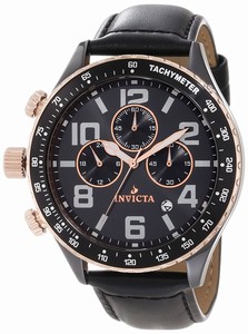 Invicta Quartz Chronograph Date Black Leather Watch # 11252 (Men Watch)