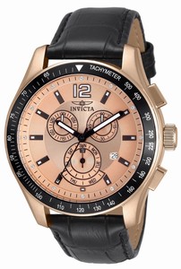 Invicta Specialty Quartz Analog Day Date Rose Gold Dial Leather Watch # 11262 (Men Watch)