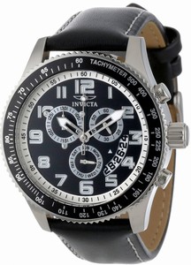 Invicta Specialty Quartz Analog Day Date Black Leather Strap Watch # 11267 (Men Watch)