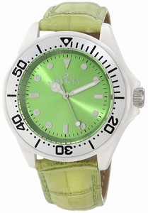 Invicta Quartz Analog Ceramic Case Green Leather Watch # 11296 (Women Watch)