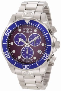 Invicta Purple Dial Stainless Steel Band Watch #11489 (Men Watch)