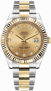 Rolex Champagne-diamond Dial Stainless-steel-gold Band Watch #116333 (Men Watch)
