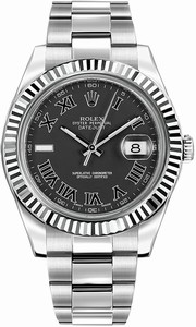 Rolex Charcoal-dark-grey Dial Stainless Steel Band Watch #116334 (Men Watch)