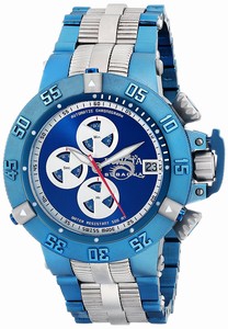 Invicta Blue Dial Brushed Blue And Gray Ion Plated Stainless Steel Watch #11645 (Men Watch)