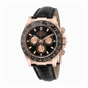 Rolex Black Dial Fixed Black Cerachrom Band Watch #116515LN (Men Watch)