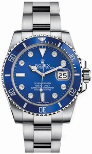 Rolex Blue-diamonds Dial Ceramic Band Watch #116619 (Men Watch)