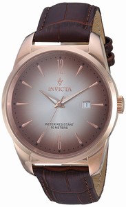 Invicta Vintage Quartz Analog Date Brown Leather Watch # 11740 (Men Watch)
