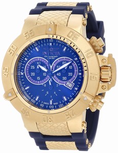 Invicta Blue Dial Chronograph Date Blue Silicone Watch # 11833 (Men Watch)