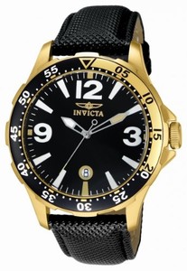 Invicta Specialty Quartz Analog Date Black Leather Watch # 12123 (Men Watch)