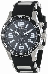 Invicta Specialty Quartz Chronograph Day Date Black Polyurethane Watch # 12141 (Men Watch)