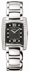 Ebel Quartz Black Diamond Dial Diamond Bezel Stainless Steel Watch #1215667 (Women Watch)