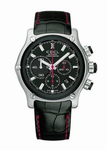Ebel Automatic Chronograph Chronometer Black Dial with applied silver toned hour markers Watch #1215668 (Men Watch)