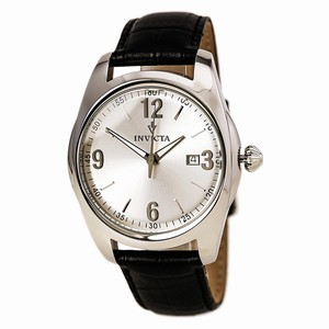 Invicta Quartz Analog Date Black Leather Watch #12188 (Men Watch)