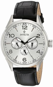 Invicta Quartz Day Date Black Leather Watch # 12194 (Men Watch)