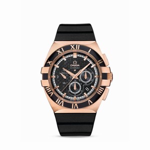 Omega Automatic Co-Axial Chronometer Black Dial Rose Gold Case Chronograph With Black Rubber Strap Watch #121.62.41.50.01.001 (Men Watch)