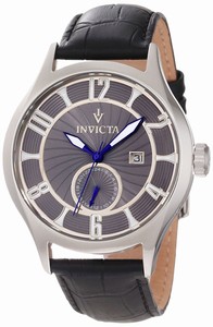 Invicta Vintage Quartz Analog Date Black Leather Watch #12230 (Men Watch)