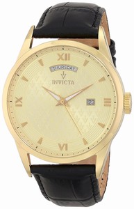 Invicta Vintage Quartz Analog Day Date Black Leather Watch #12244 (Men Watch)